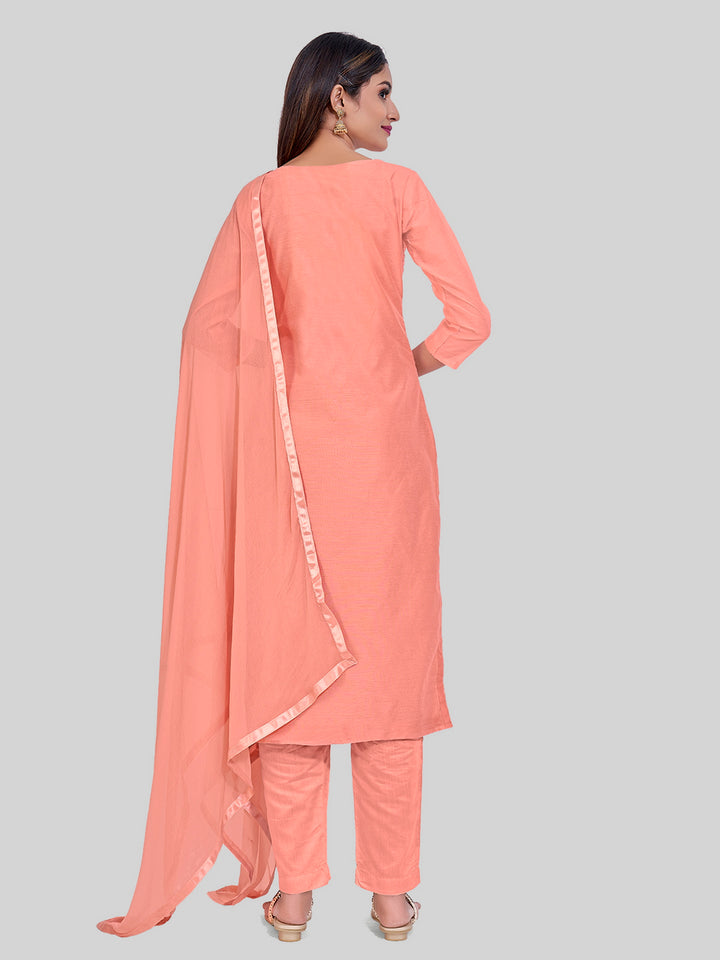 Elegant Chanderi Silk | Designer Thread Embroidery Salwar Suit Set