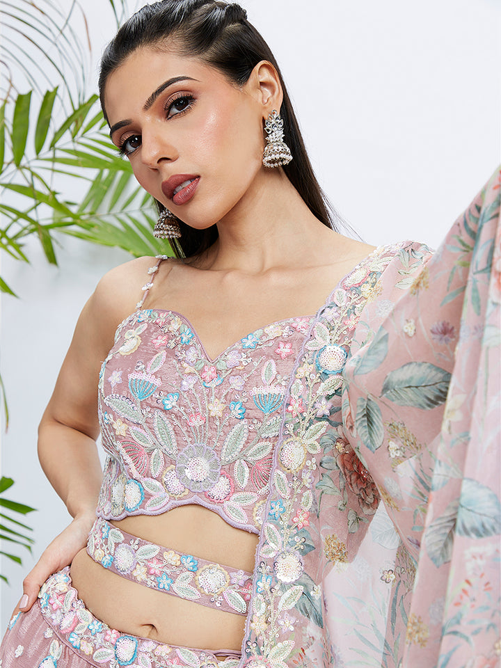 Chiffon & Silk Lehenga | Embroidered Thread & Sequin Work for Weddings