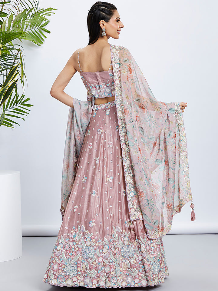 Chiffon & Silk Lehenga | Embroidered Thread & Sequin Work for Weddings