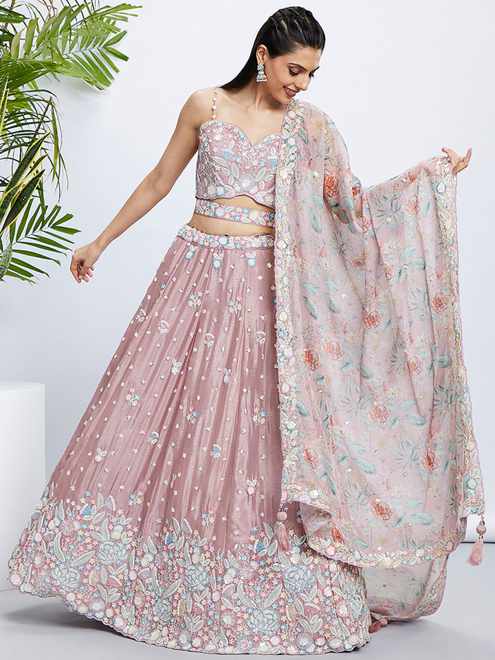 Chiffon & Silk Lehenga | Embroidered Thread & Sequin Work for Weddings