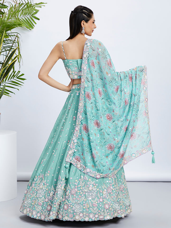 Chiffon & Silk Lehenga | Embroidered Thread & Sequin Work for Weddings