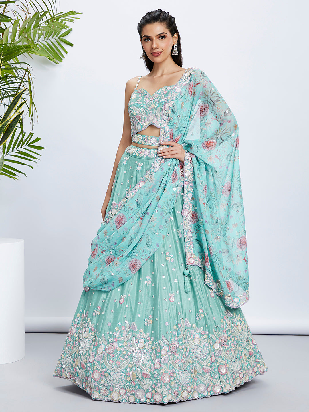 Chiffon & Silk Lehenga | Embroidered Thread & Sequin Work for Weddings