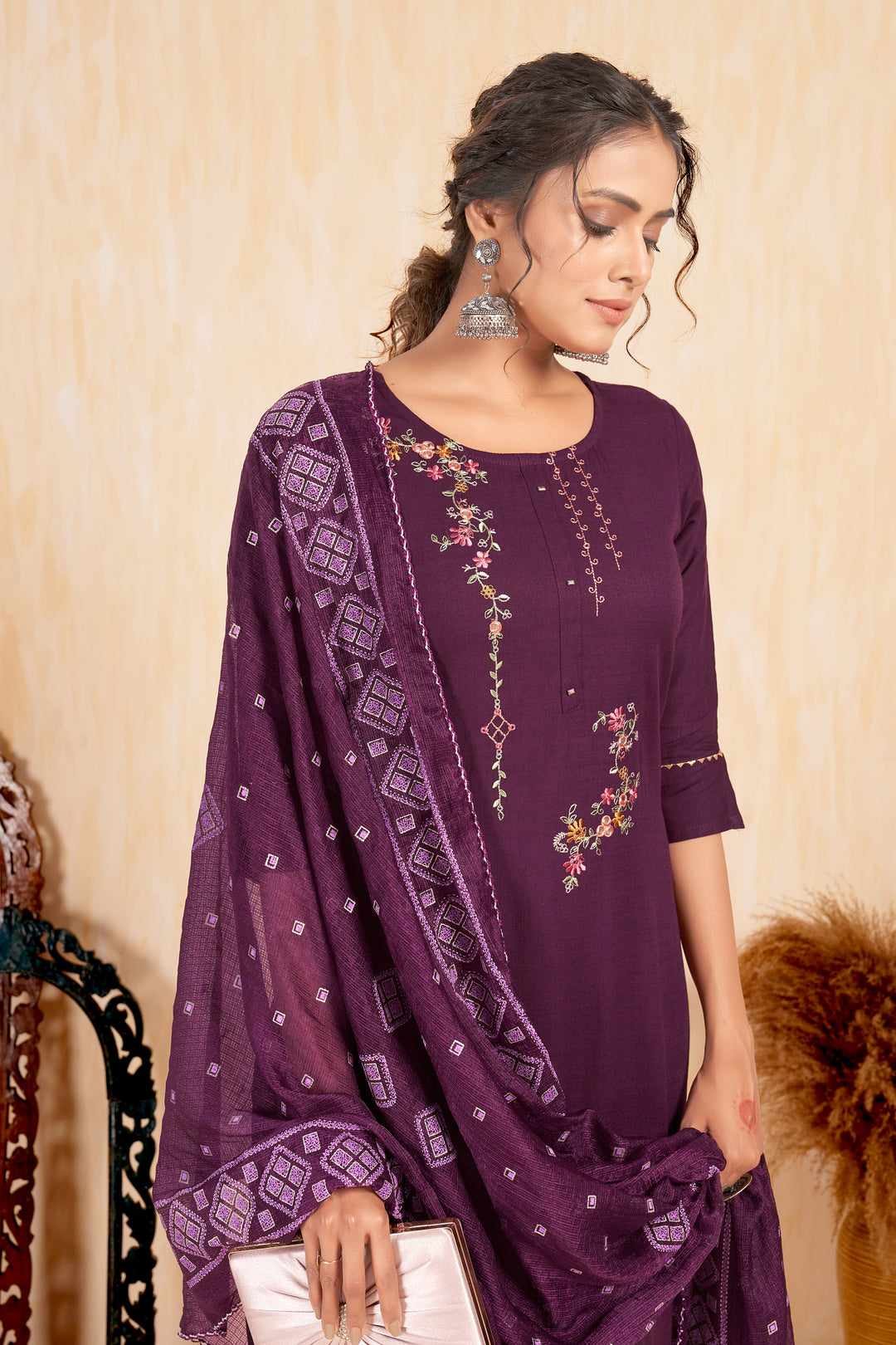 Designer Rayon Suit with Embroidery | Elegant Art Silk Dupatta