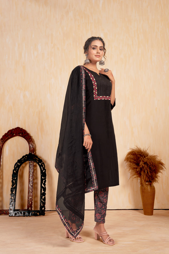 Stunning Readymade Suit | Designer Embroidery with Printed Dupatta