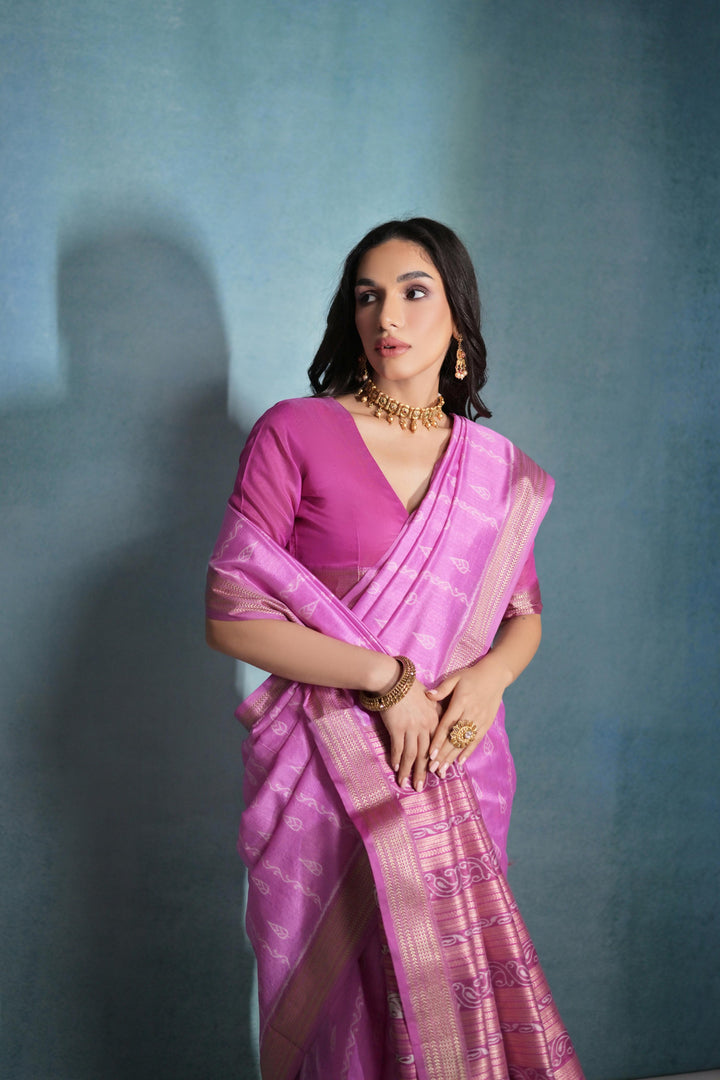 Tusser Silk Saree | Woven Ikkat Patola Designer for Weddings & Festive Events