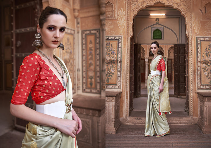 Satin-Silk Wedding Saree | Designer Weaving Jari for Special Events