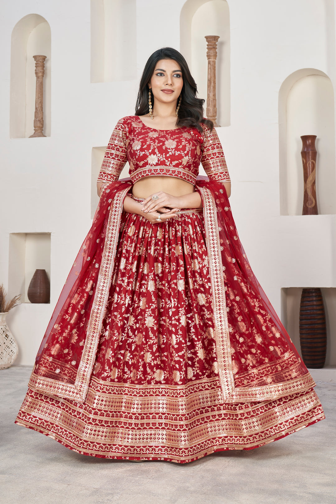 Dola Silk Weaving Jari Designer Lehenga | Elegant Wedding & Party Wear