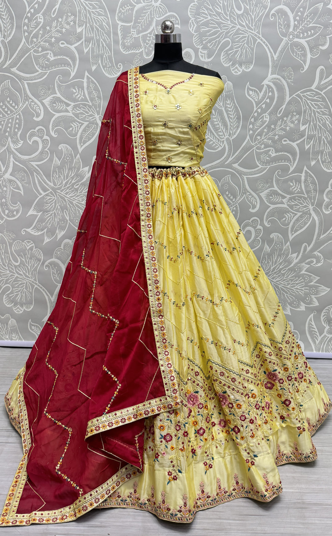 Rangoli Silk Lehenga | Jari & Sequins Multy-Thread Embroidery for Weddings