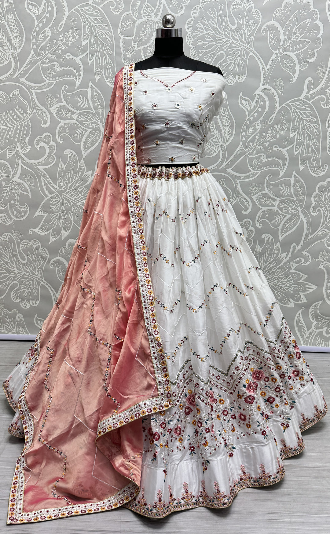 Rangoli Silk Lehenga | Jari & Sequins Multy-Thread Embroidery for Weddings