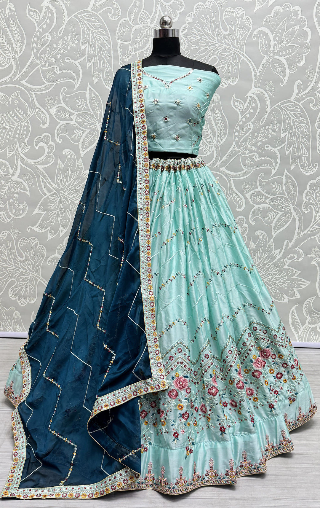 Rangoli Silk Lehenga | Jari & Sequins Multy-Thread Embroidery for Weddings