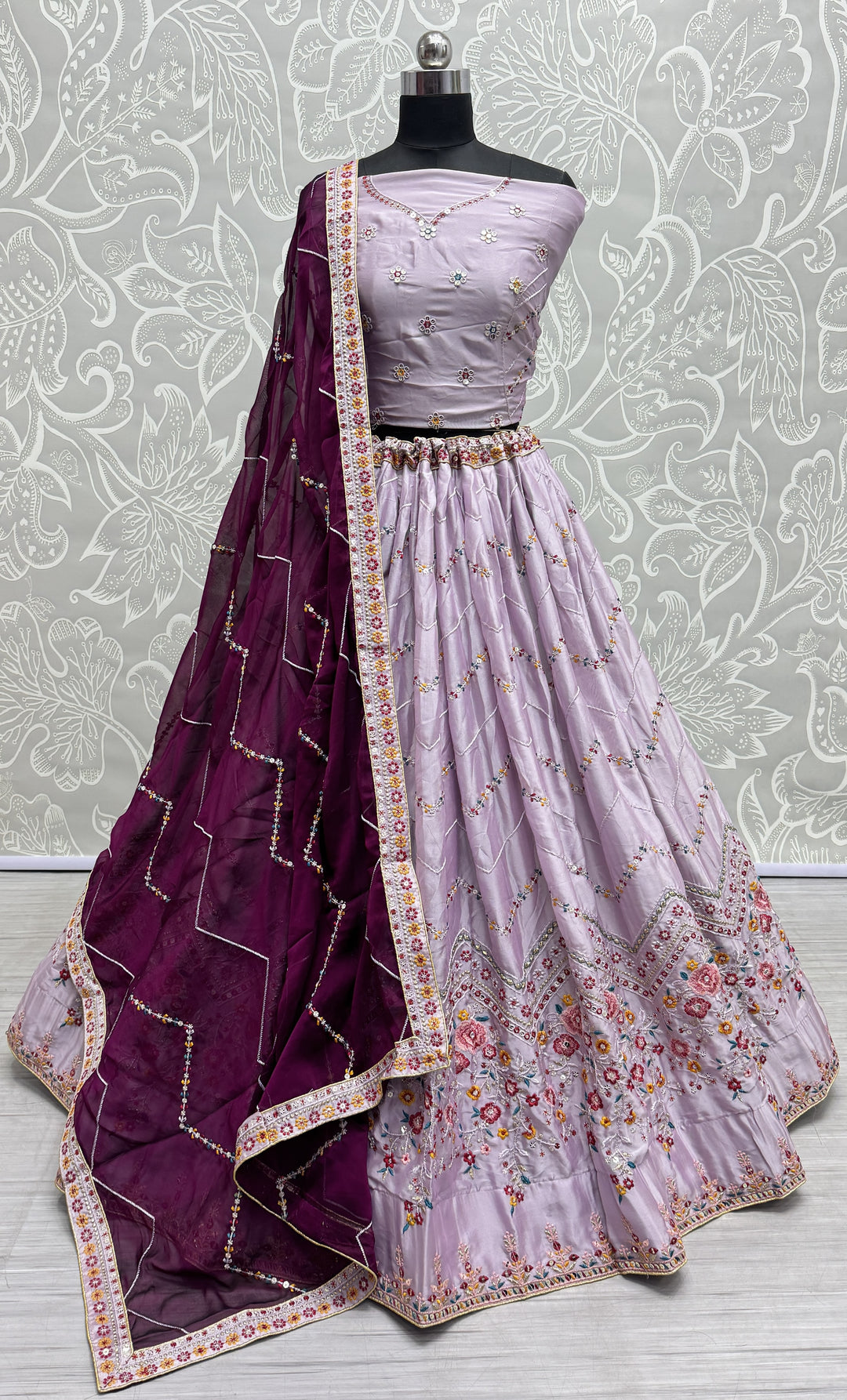 Rangoli Silk Lehenga | Jari & Sequins Multy-Thread Embroidery for Weddings