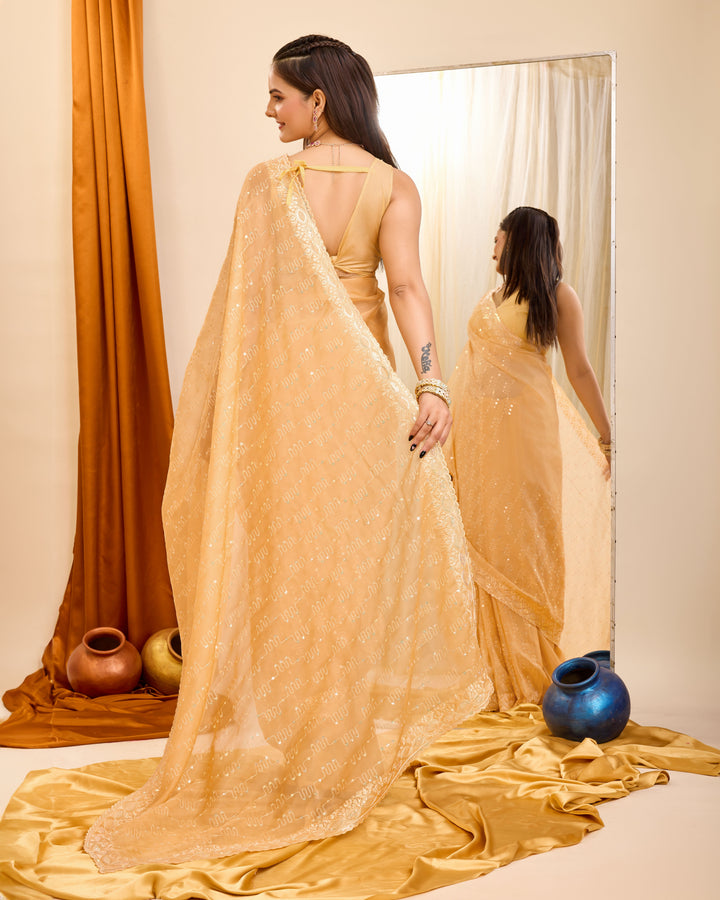 Designer Georgette Saree with Art-Silk Blouse | Sequined Embroidery for Events