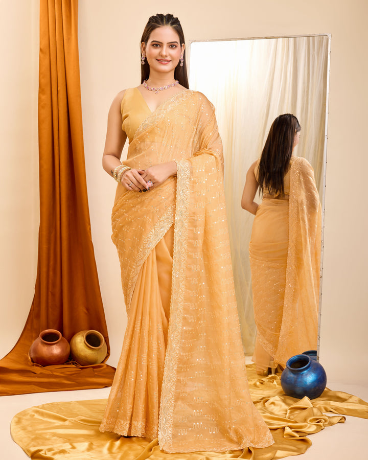 Designer Georgette Saree with Art-Silk Blouse | Sequined Embroidery for Events