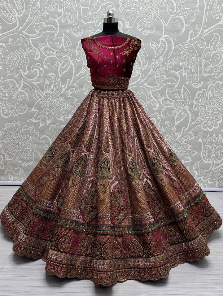 Elegant Velvet Lehenga | Patch-Work & Multi-Thread Embroidery for Weddings