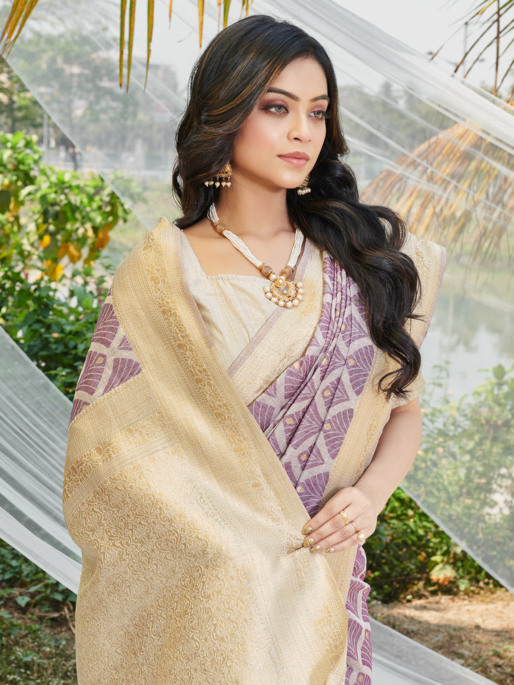 Cotton Digital Printed Saree | Woven Fabric for Weddings & Festive Events