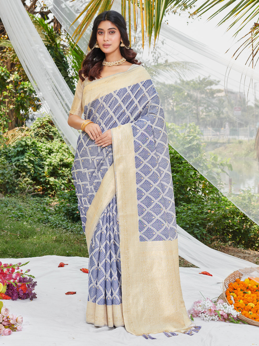 Cotton Digital Printed Saree | Woven Fabric for Weddings & Festive Events