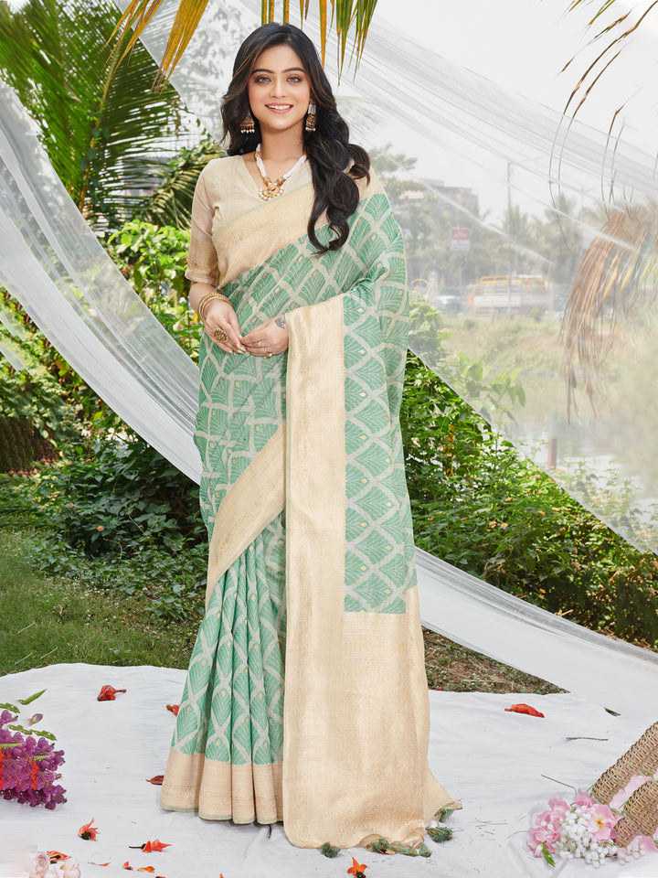 Cotton Digital Printed Saree | Woven Fabric for Weddings & Festive Events