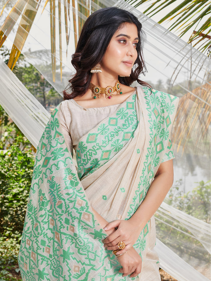 Designer Cotton Saree | Woven-Printed for Special Events, Weddings & Pooja