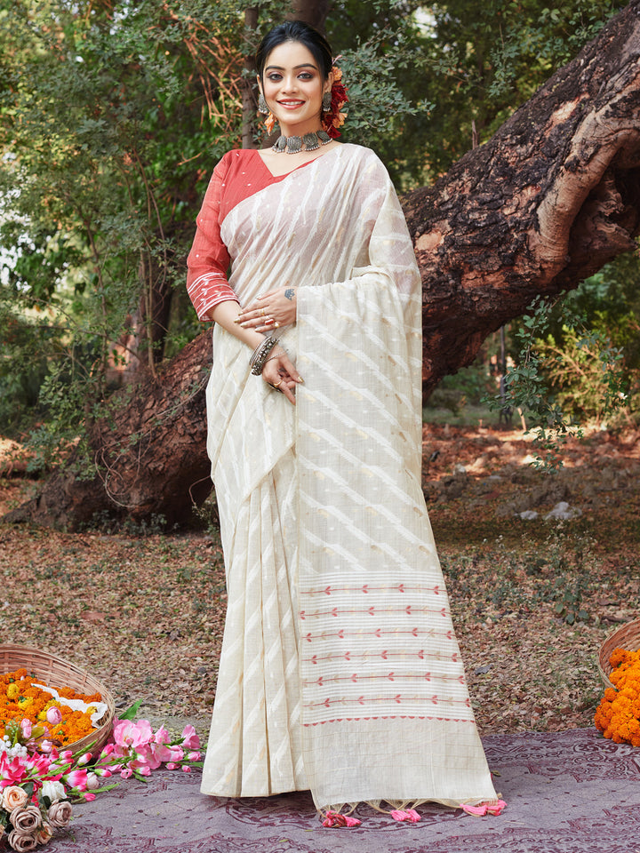 Designer Cotton Saree | Woven Thread Work for Special Events & Occasions