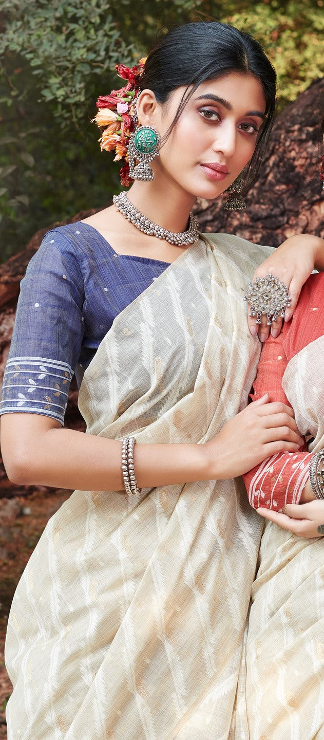 Designer Cotton Saree | Woven Thread Work for Special Events & Occasions