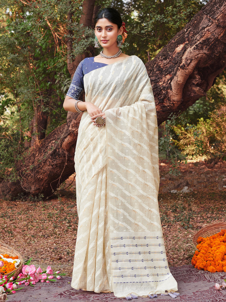 Designer Cotton Saree | Woven Thread Work for Special Events & Occasions