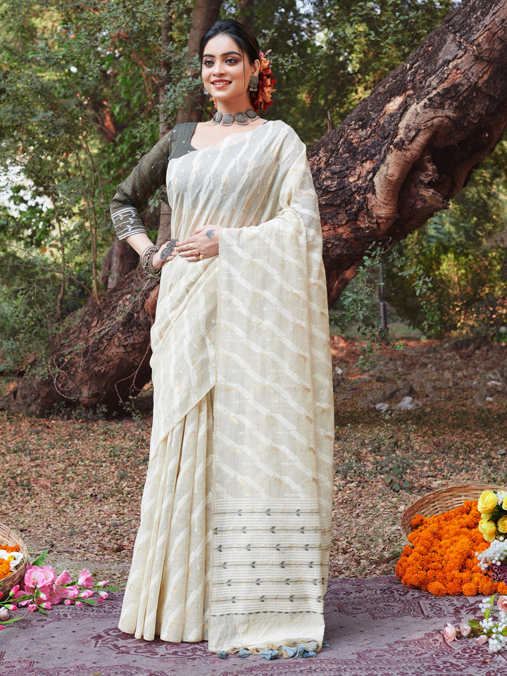 Designer Cotton Saree | Woven Thread Work for Special Events & Occasions