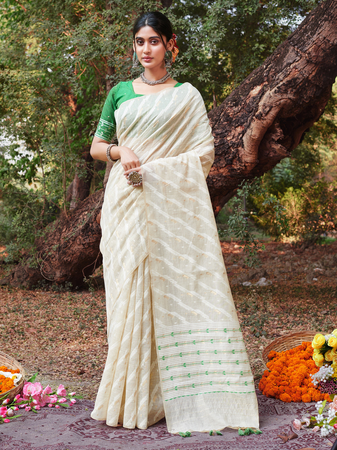 Designer Cotton Saree | Woven Thread Work for Special Events & Occasions