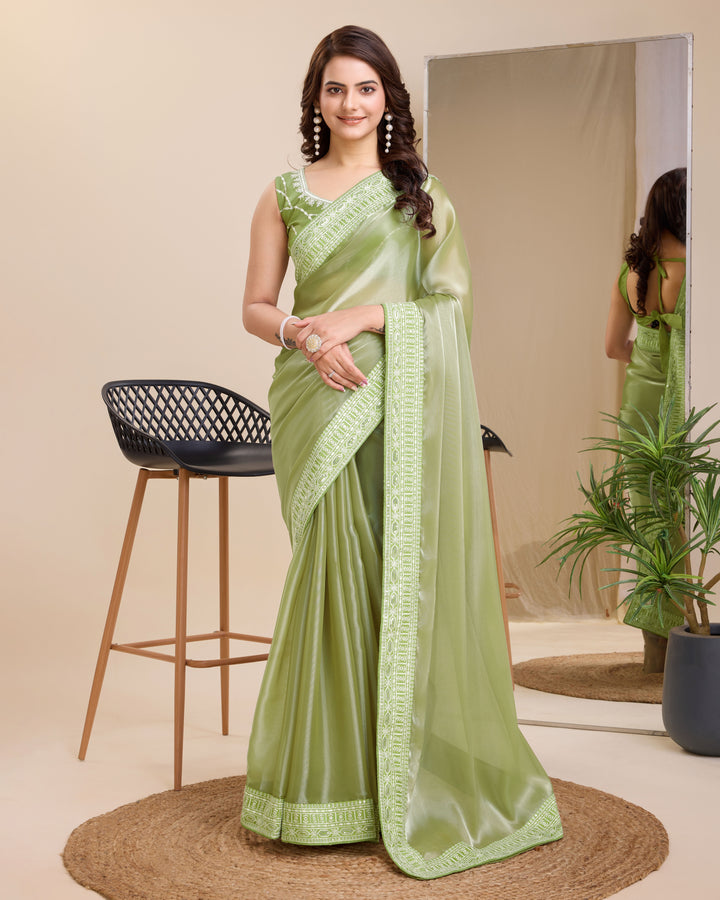 Heavy Designer Embroidered Jimmy Chau Silk Saree | Perfect for Weddings & Festive Occasions