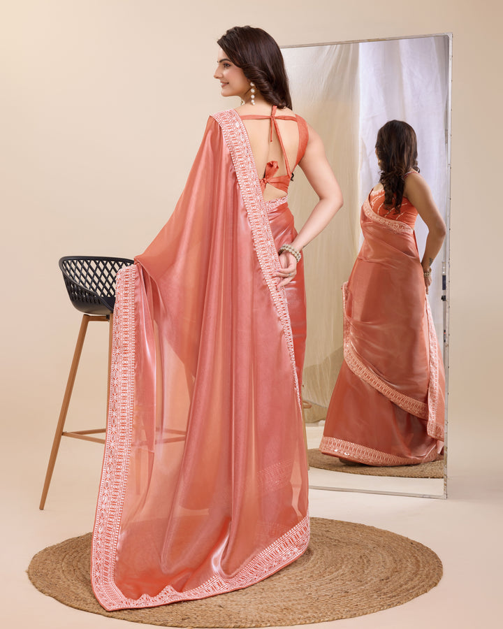 Heavy Designer Embroidered Jimmy Chau Silk Saree | Perfect for Weddings & Festive Occasions