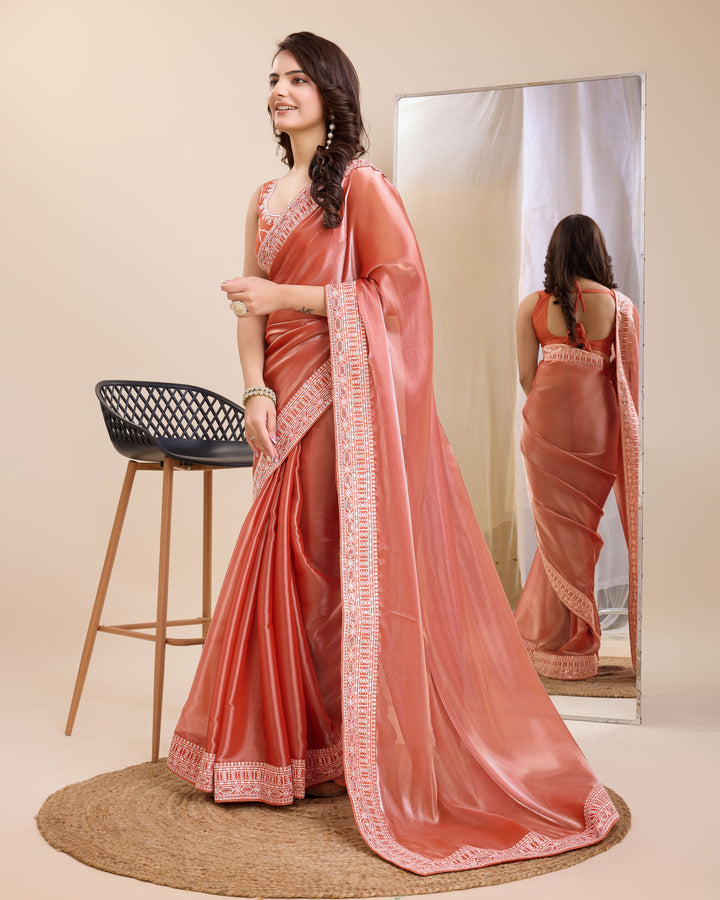 Heavy Designer Embroidered Jimmy Chau Silk Saree | Perfect for Weddings & Festive Occasions