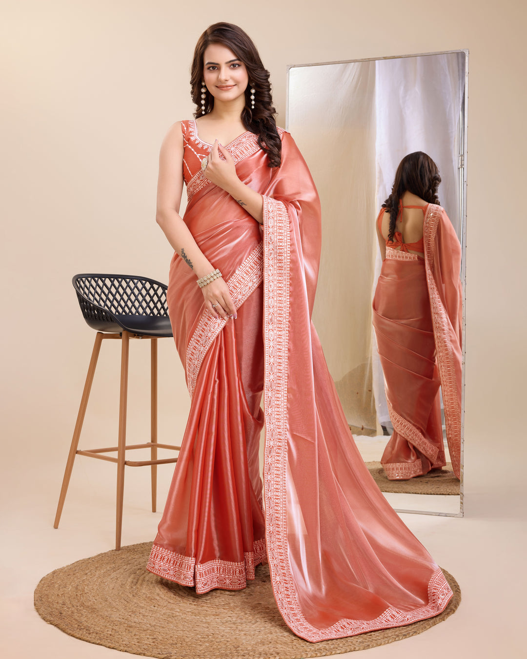 Heavy Designer Embroidered Jimmy Chau Silk Saree | Perfect for Weddings & Festive Occasions