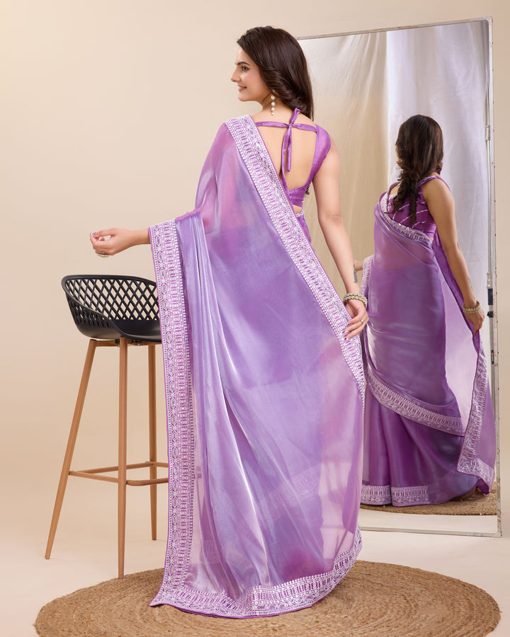 Heavy Designer Embroidered Jimmy Chau Silk Saree | Perfect for Weddings & Festive Occasions