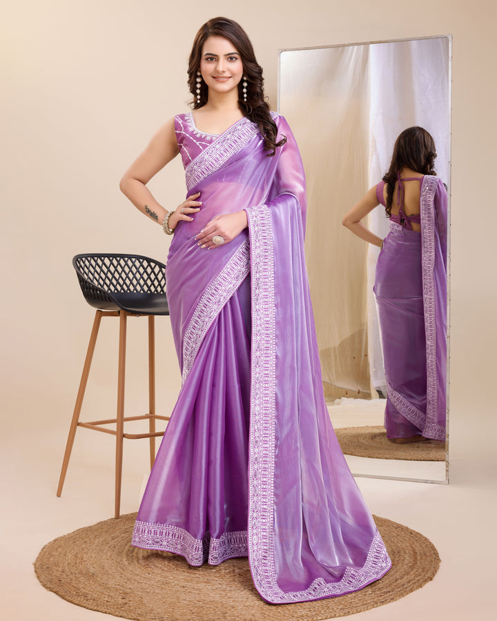 Heavy Designer Embroidered Jimmy Chau Silk Saree | Perfect for Weddings & Festive Occasions