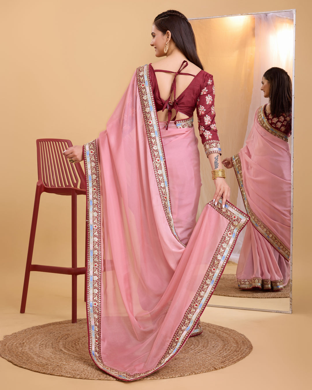 Heavy Designer Embroidery Organza Saree | Art-Silk Blouse for Special Events