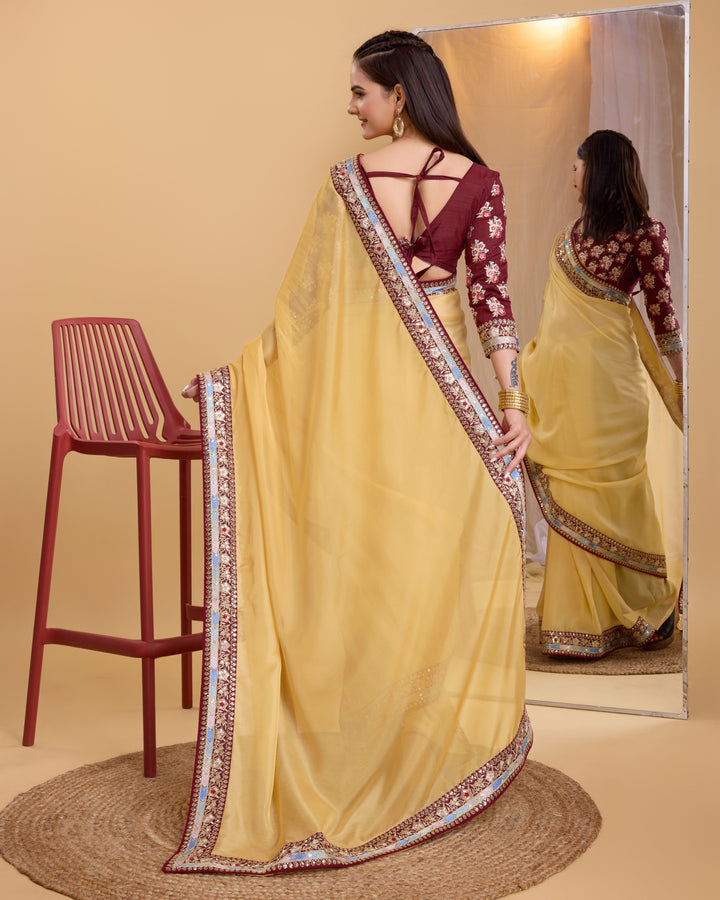 Heavy Designer Embroidery Organza Saree | Art-Silk Blouse for Special Events