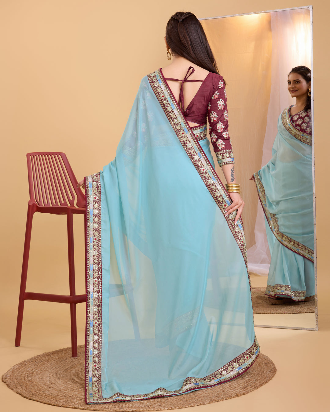 Heavy Designer Embroidery Organza Saree | Art-Silk Blouse for Special Events