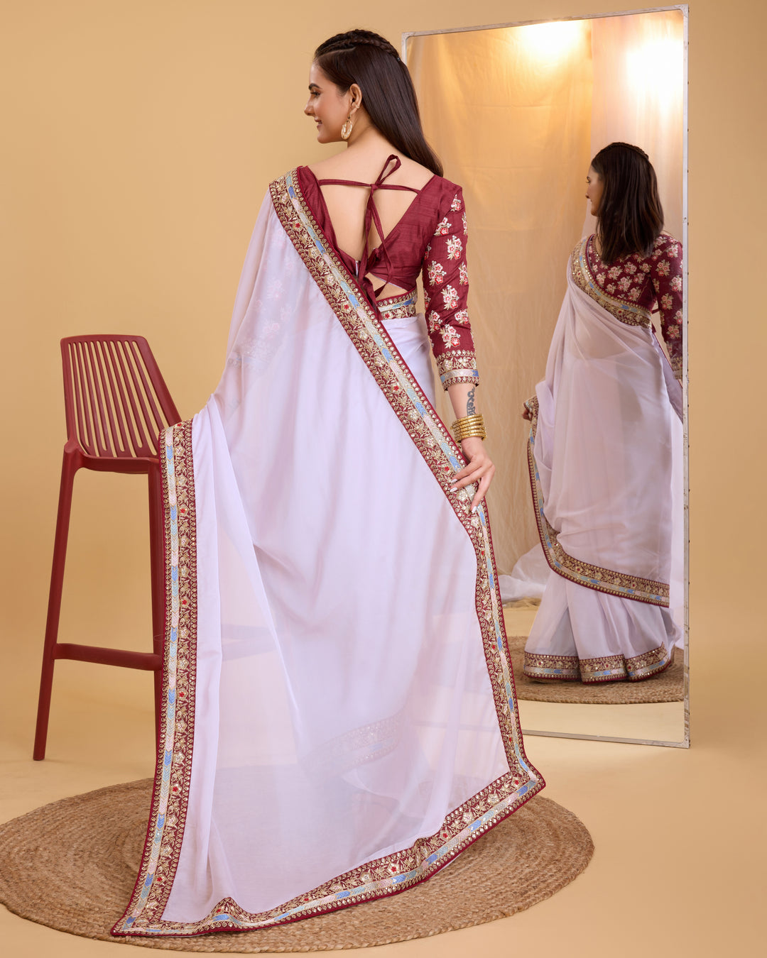 Heavy Designer Embroidery Organza Saree | Art-Silk Blouse for Special Events