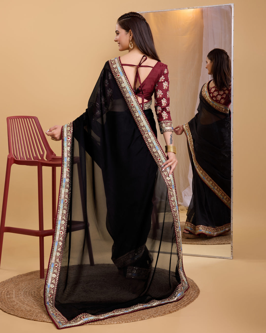 Heavy Designer Embroidery Organza Saree | Art-Silk Blouse for Special Events