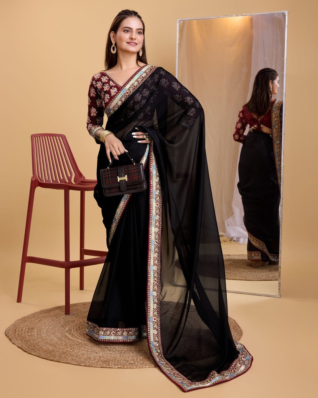 Heavy Designer Embroidery Organza Saree | Art-Silk Blouse for Special Events