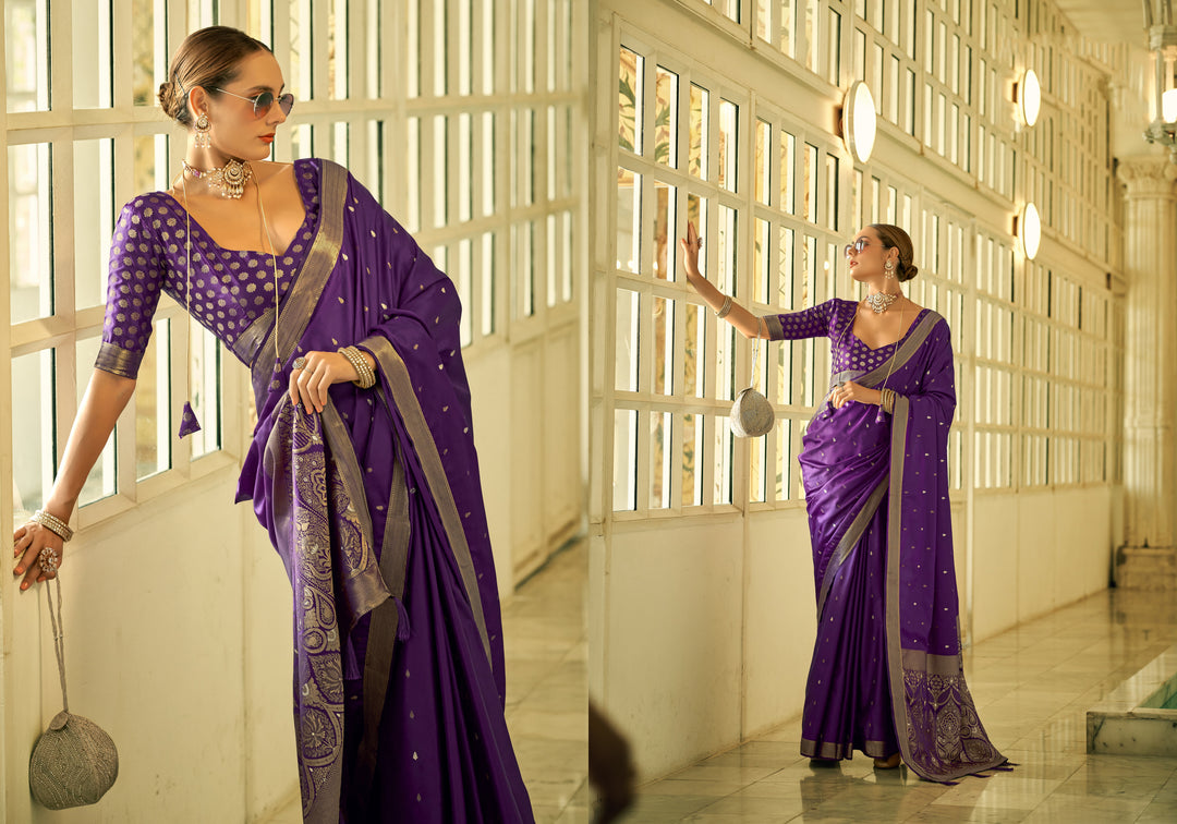 Exquisite Satin Silk Saree with | A Stylish and Sophisticated Choice