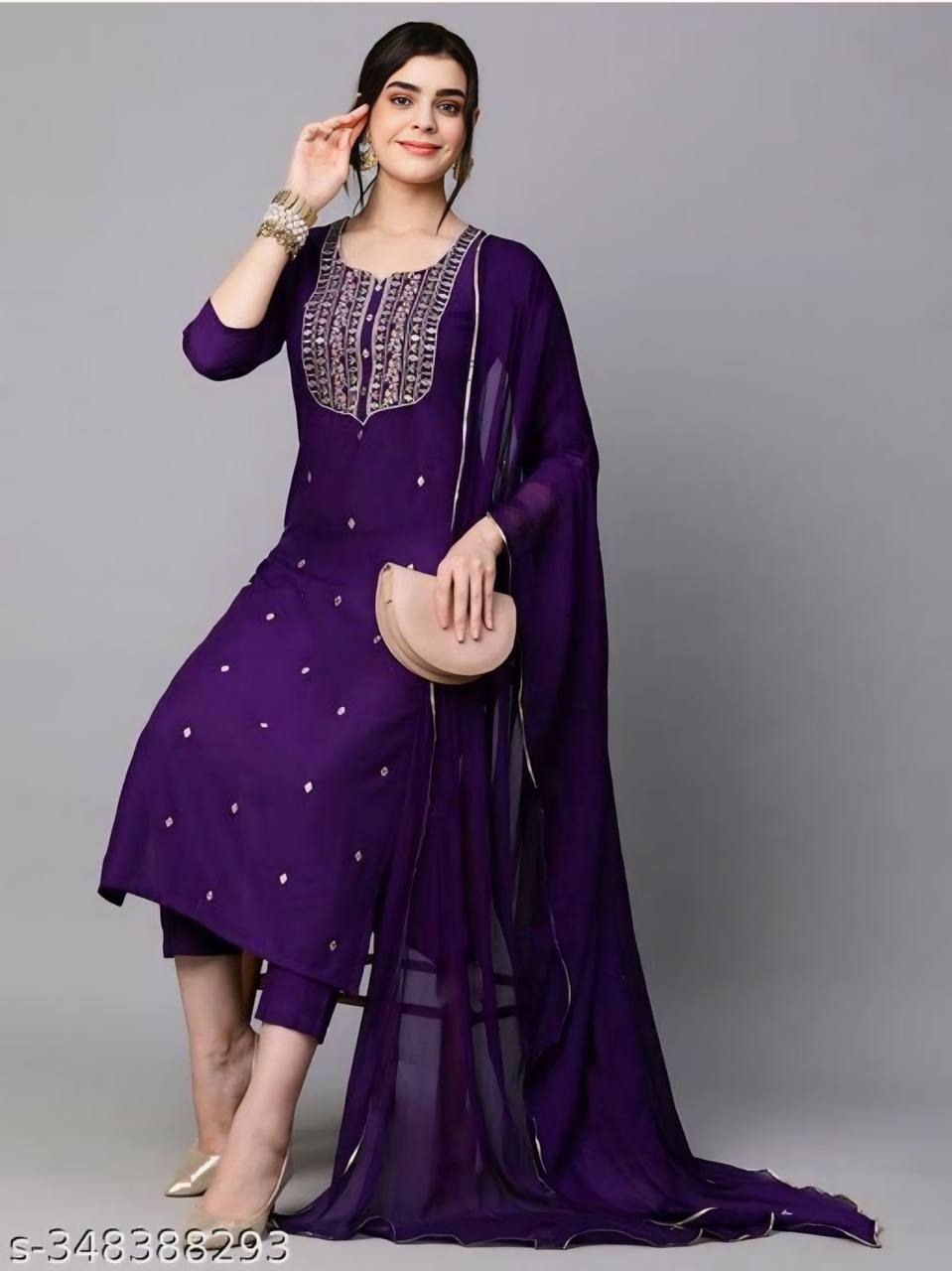 Elegant Rayon Slub Suit | Designer Embroidered Attire with Chinon Dupatta