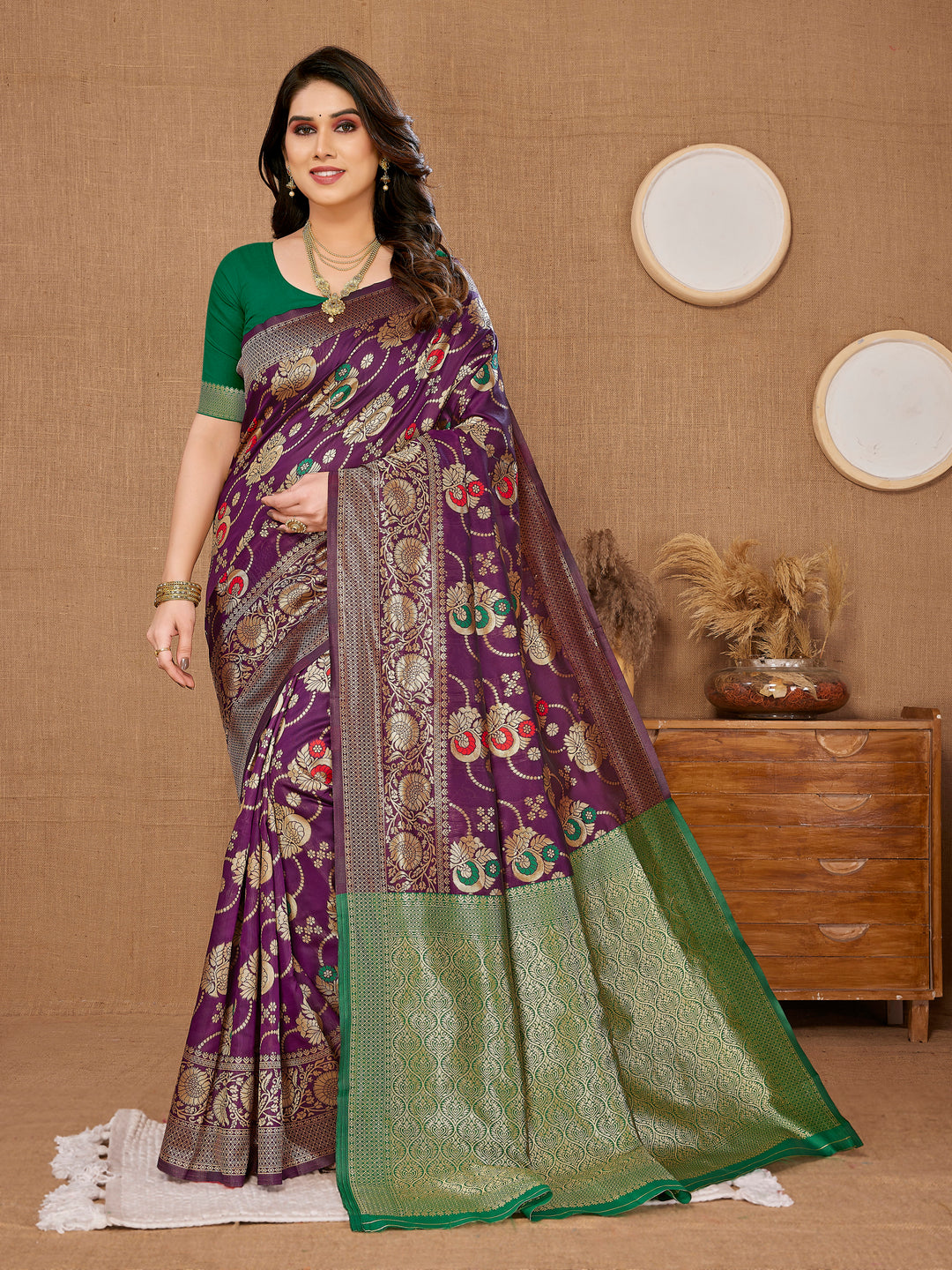 Radiant Banarasi Silk Saree with | Elegance Redefined for Weddings