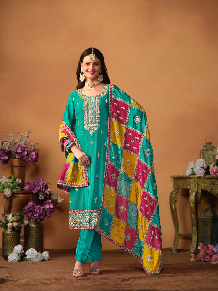 Elegant Party Wear Salwar Suit | Designer Embroidered Set with Dupatta