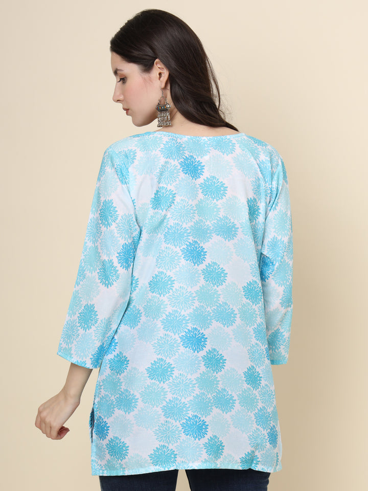 Elegant Sea Green Kurta | Printed Cotton Kurti for Women