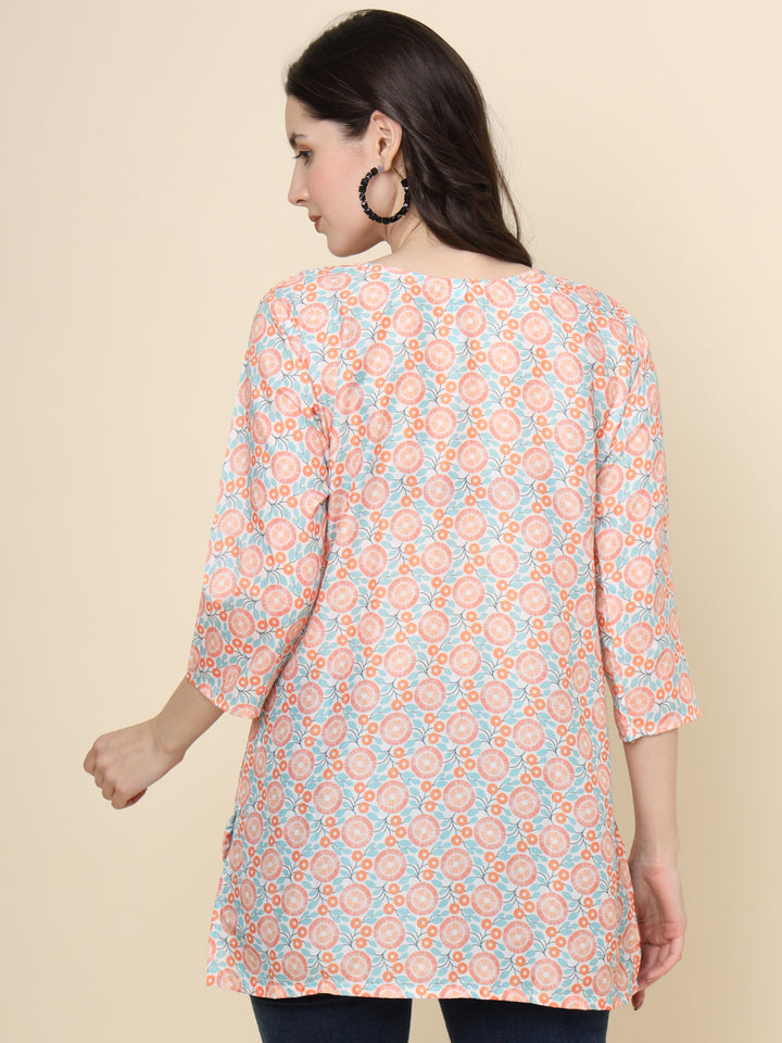 Stylish Pink Kurta | Cotton Short Printed Ethnic Wear for Women