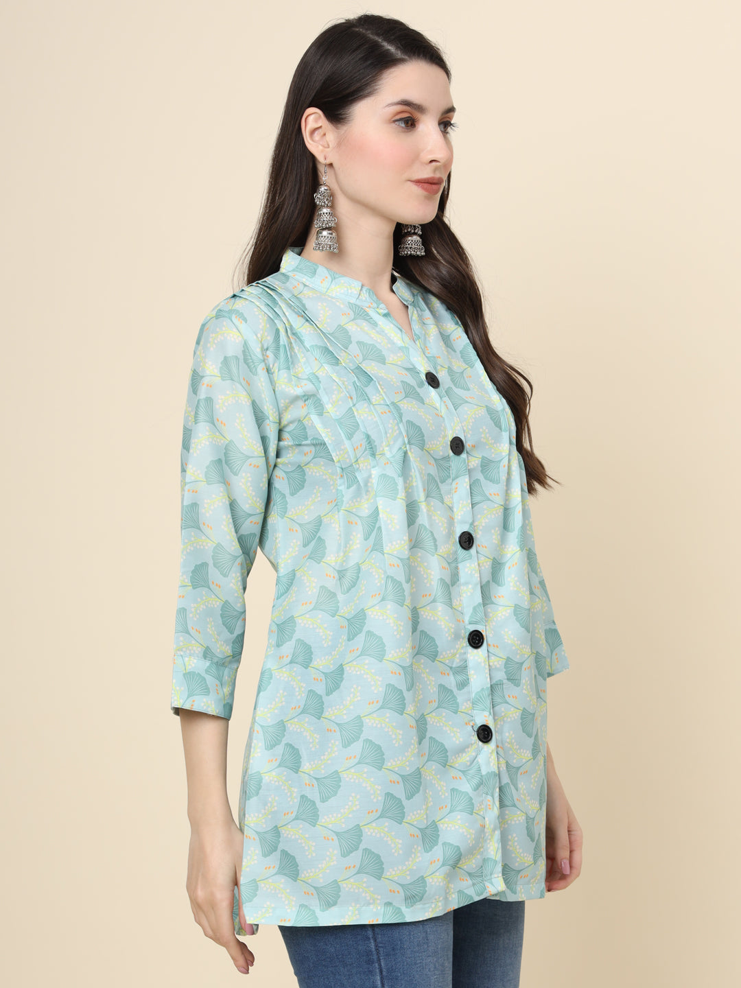 Stylish Sea Green Kurta | Short Cotton Ethnic Kurti