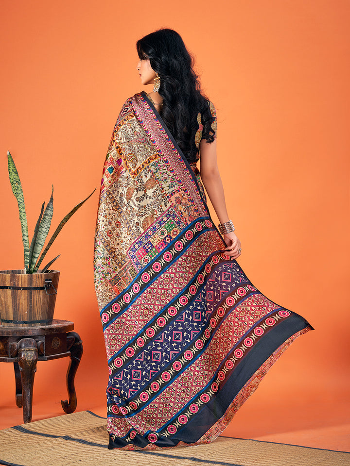 Designer-Printed Pashmina Saree for Weddings | Traditional Festive Elegance