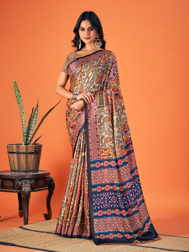 Designer-Printed Pashmina Saree for Weddings | Traditional Festive Elegance