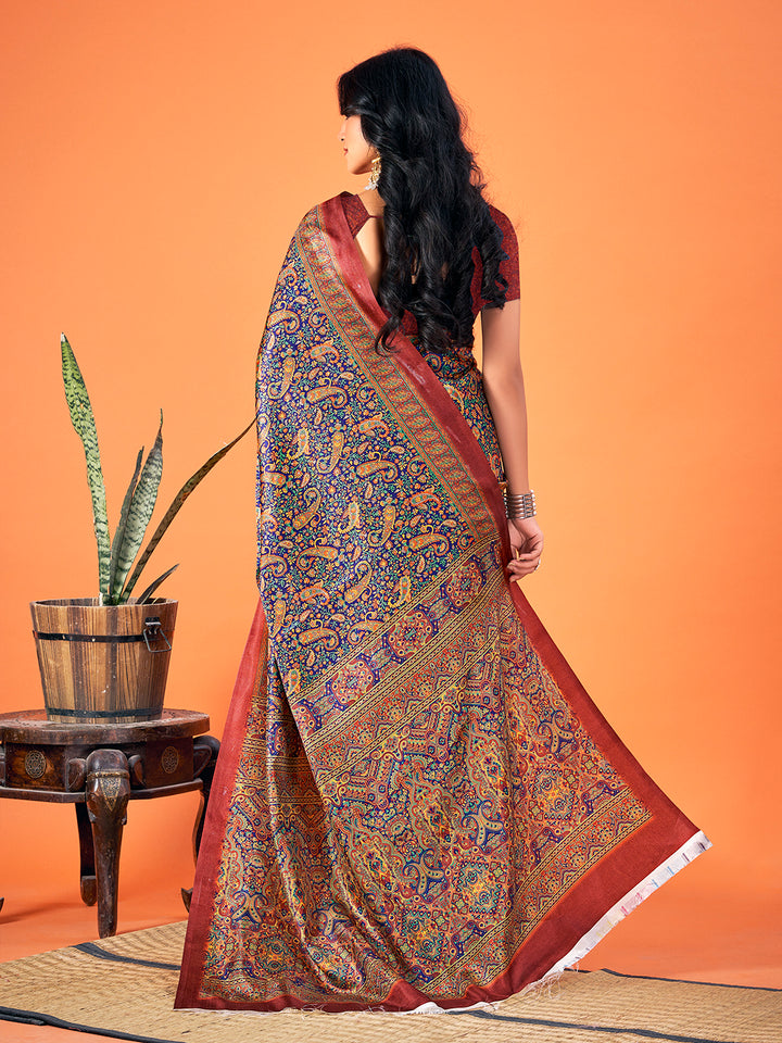 Designer Printed Pashmina Saree with Blouse | Perfect for Weddings & Festivities