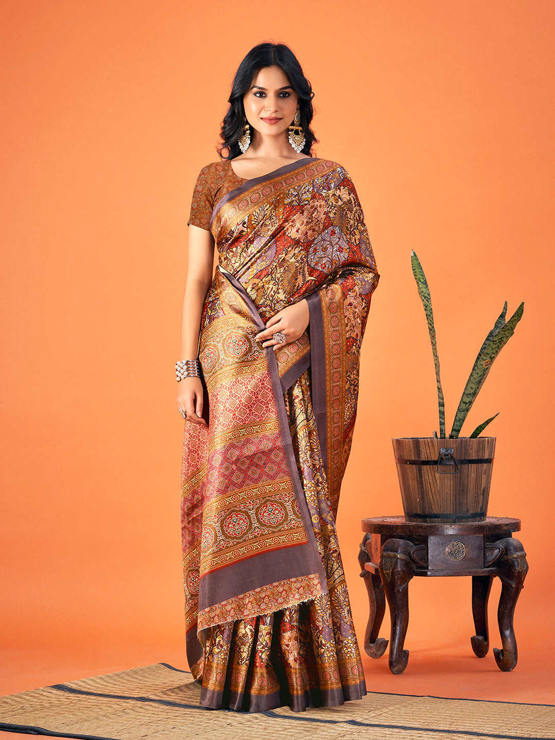 Designer Printed Pashmina Saree for Weddings | Traditional Festive Style